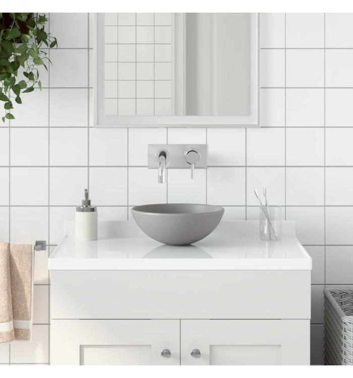 Lavabo de salle de bain Céramique Gris clair Rond | Mobilier & Déco