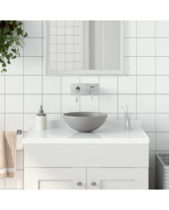 Lavabo de salle de bain Céramique Gris clair Rond | Mobilier & Déco