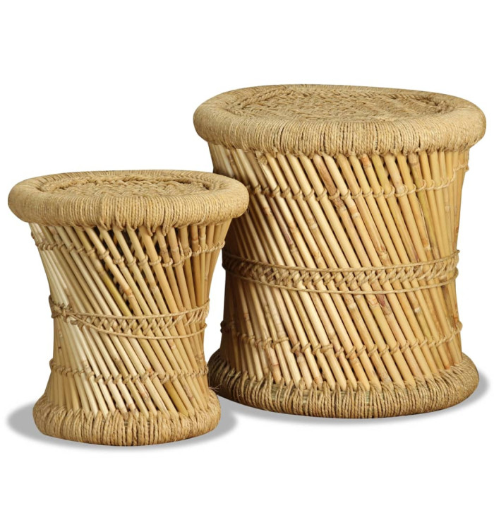 Tabourets lot de 2 Bambou et jute | Mobilier & Déco