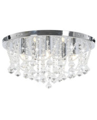 Plafonnier avec perles de cristal Argenté Rond 4 ampoules G9 | Mobilier & Déco