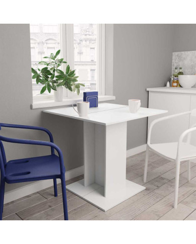 Table à manger Blanc 80x80x75 cm bois d'ingénierie | Mobilier & Déco