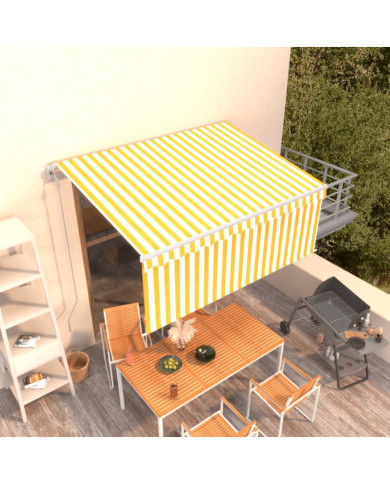 Auvent rétractable automatique avec store 3x2,5m Jaune et blanc | Mobilier & Déco