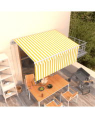 Auvent rétractable automatique avec store 3x2,5m Jaune et blanc | Mobilier & Déco