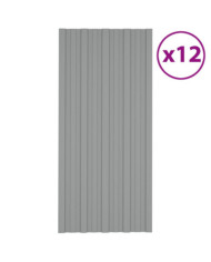 Panneaux de toiture 12 pcs Acier galvanisé Gris 100x45 cm | Mobilier & Déco
