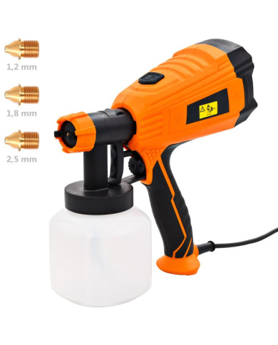 Pistolet à peinture électrique et 3 tailles de buses 500W 800ml | Mobilier & Déco