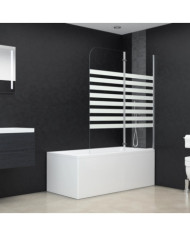 Enclos de bain 120x140 cm Verre trempé Rayures | Mobilier & Déco