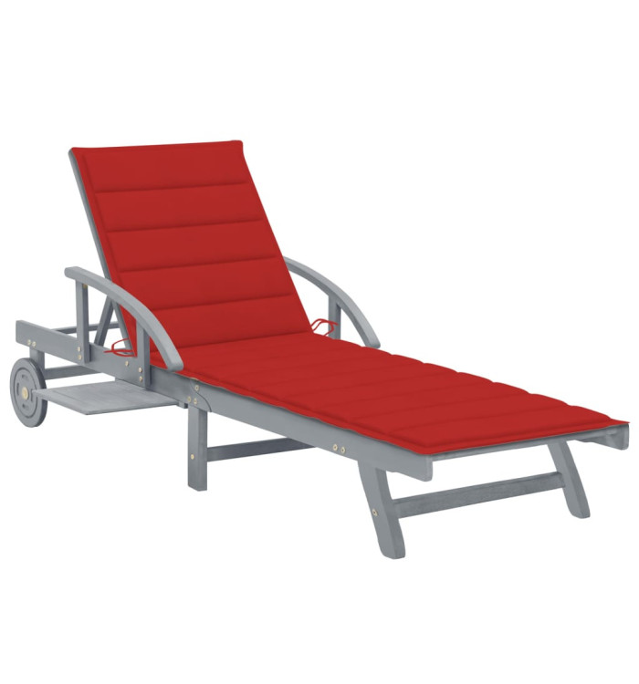 Chaise longue de jardin avec coussin Bois d'acacia solide | Mobilier & Déco