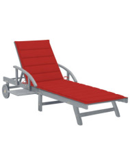 Chaise longue de jardin avec coussin Bois d'acacia solide | Mobilier & Déco