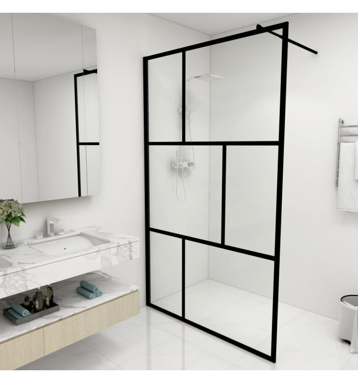Paroi de douche à l'italienne avec verre trempé Noir 115x195 cm | Mobilier & Déco
