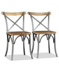 Chaises à manger lot de 2 bois solide de manguier | Mobilier & Déco