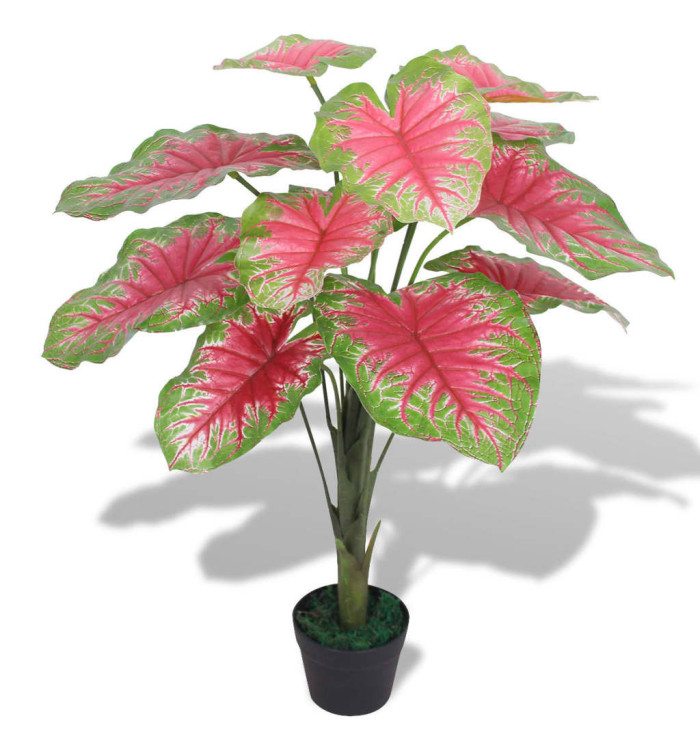 Plante artificielle avec pot Caladium 85 cm Vert et Rouge | Mobilier & Déco