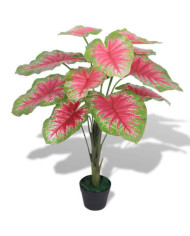 Plante artificielle avec pot Caladium 85 cm Vert et Rouge | Mobilier & Déco