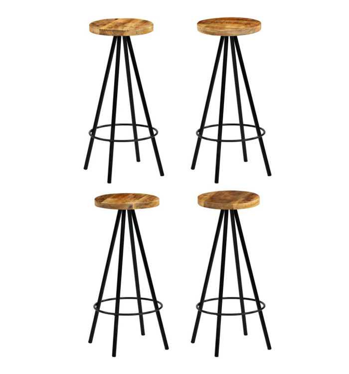 Chaises de bar lot de 4 bois de manguier solide | Mobilier & Déco