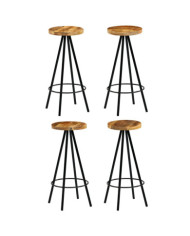 Chaises de bar lot de 4 bois de manguier solide | Mobilier & Déco