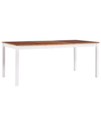 Table à manger Blanc et marron 180x90x73 cm Bois de pin | Mobilier & Déco