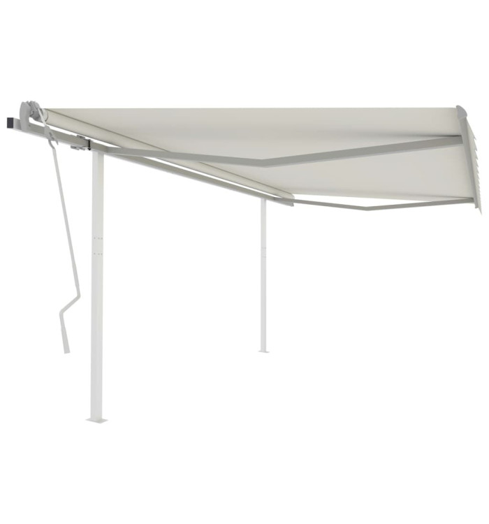 Auvent manuel rétractable avec poteaux 4,5x3,5 m Crème | Mobilier & Déco