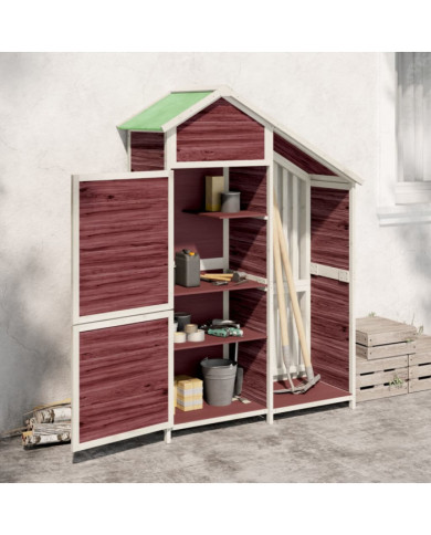 Abri à outils de jardin moka 120x53,5x170 cm bois massif pin | Mobilier & Déco