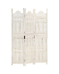 Cloison de séparation 3 panneaux Blanc 120x165 cm Bois manguier | Mobilier & Déco