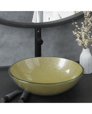 Lavabo de bain avec robinet et drain à poussoir Verre trempé | Mobilier & Déco