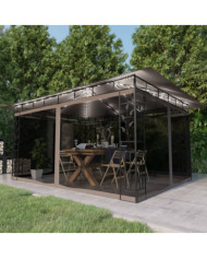 Tonnelle avec moustiquaire et lumières LED 4x3x2,73 m Taupe | Mobilier & Déco