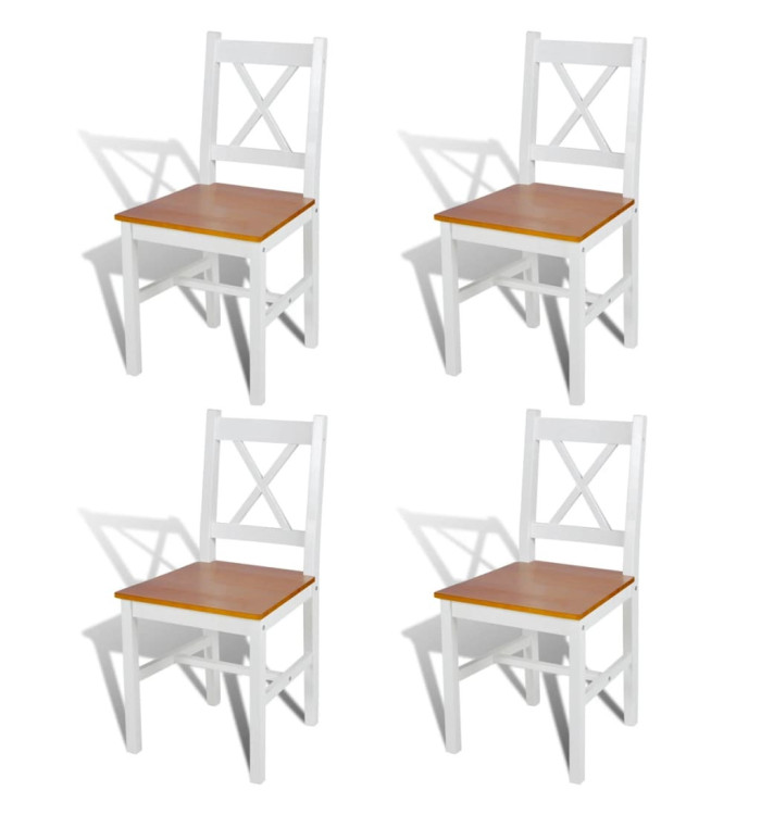 Chaises à manger lot de 4 blanc bois de pin | Mobilier & Déco