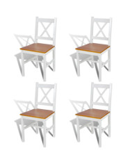 Chaises à manger lot de 4 blanc bois de pin | Mobilier & Déco