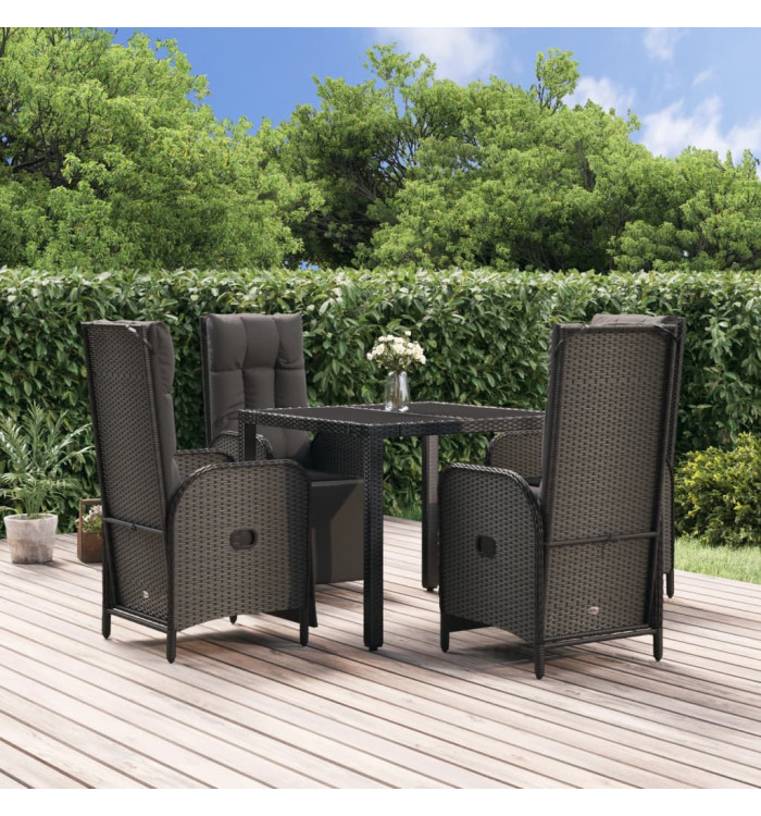 Ensemble à manger de jardin coussins 5pcs Noir Résine tressée | Mobilier & Déco