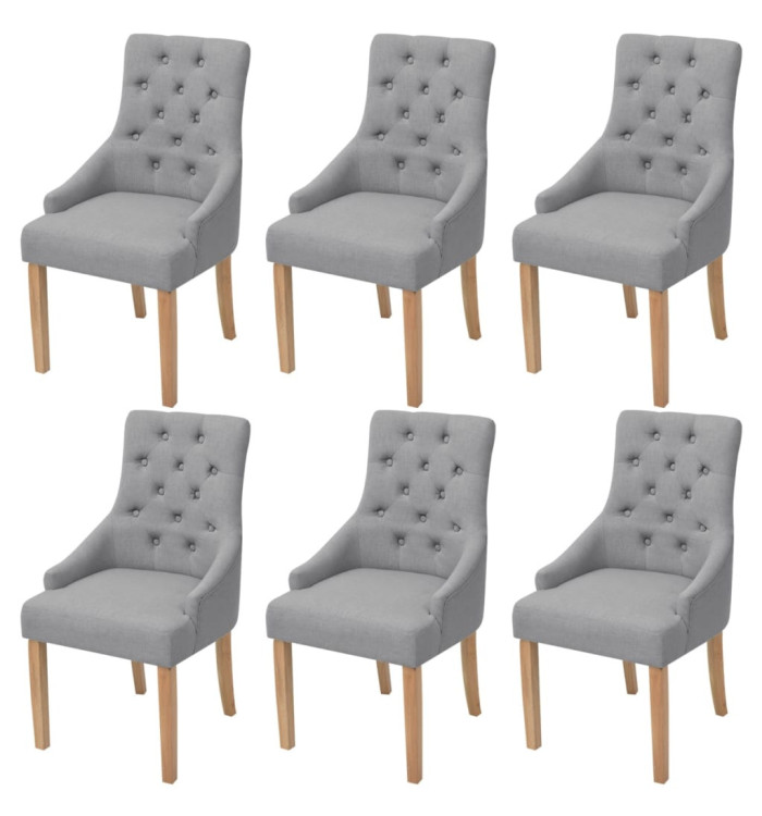 Chaises à manger lot de 6 gris clair tissu | Mobilier & Déco