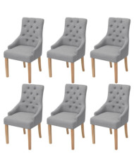 Chaises à manger lot de 6 gris clair tissu | Mobilier & Déco
