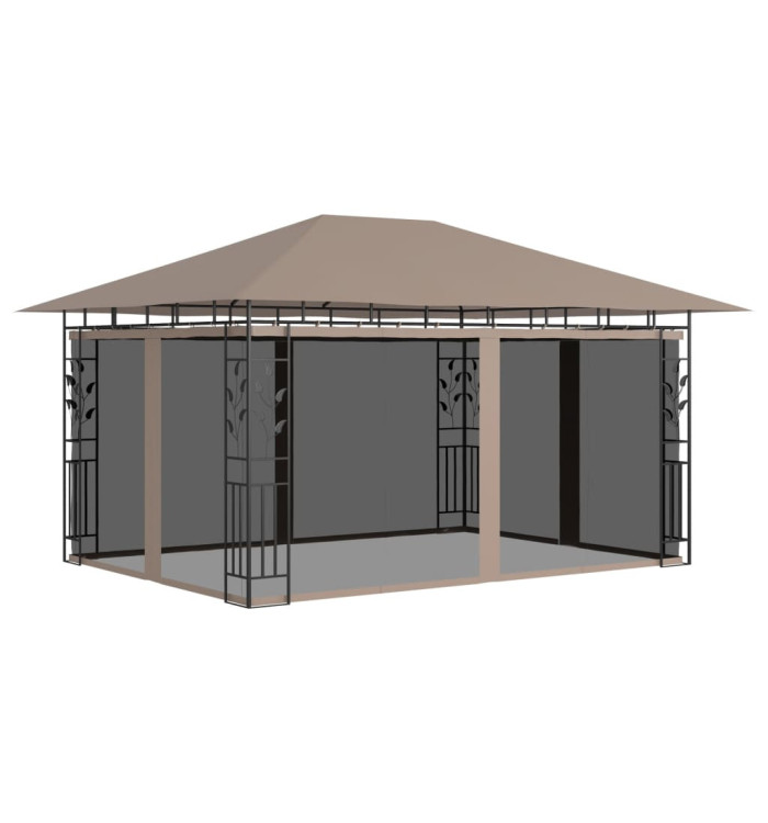 Belvédère avec moustiquaire 4x3x2,73 m Taupe 180 g/m² | Mobilier & Déco
