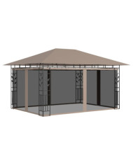 Belvédère avec moustiquaire 4x3x2,73 m Taupe 180 g/m² | Mobilier & Déco