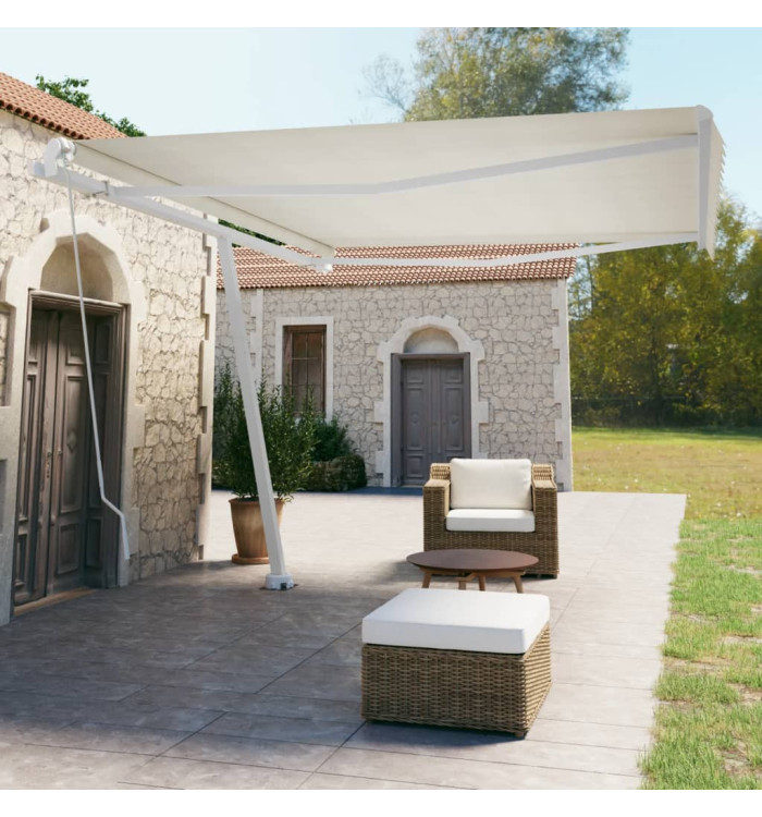 Auvent manuel rétractable sur pied 450x350 cm Crème | Mobilier & Déco
