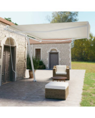 Auvent manuel rétractable sur pied 450x350 cm Crème | Mobilier & Déco