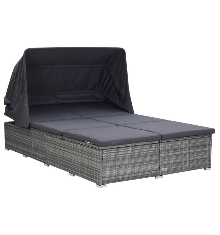 Transat à 2 places avec coussin Résine tressée Gris | Mobilier & Déco