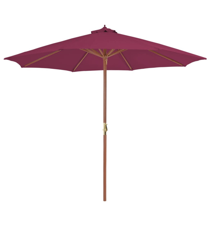 Parasol d'extérieur avec mât en bois 300 cm rouge bordeaux | Mobilier & Déco