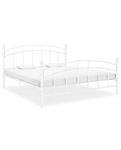 Cadre de lit sans matelas blanc métal 160x200 cm | Mobilier & Déco
