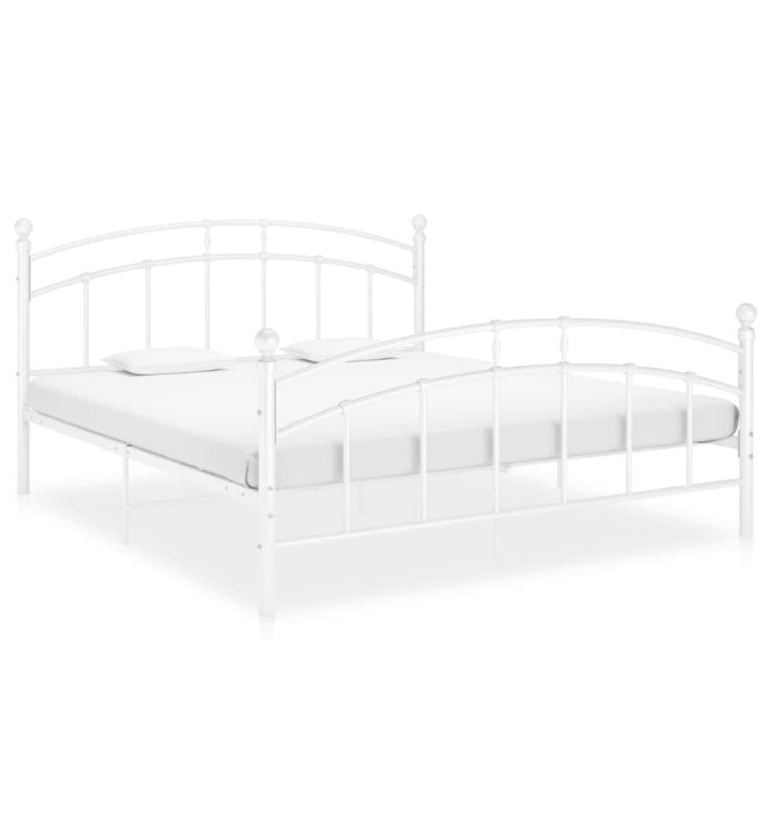 Cadre de lit sans matelas blanc métal 160x200 cm | Mobilier & Déco