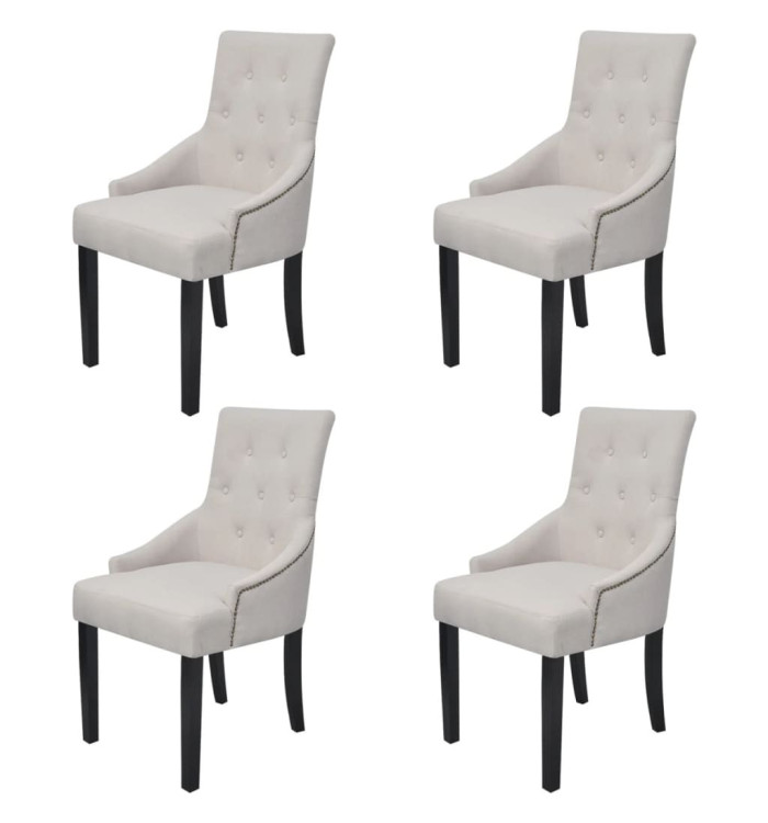 Chaises à manger lot de 4 gris crème tissu | Mobilier & Déco