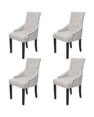 Chaises à manger lot de 4 gris crème tissu | Mobilier & Déco