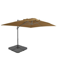 Parasol de jardin avec base portable taupe | Mobilier & Déco
