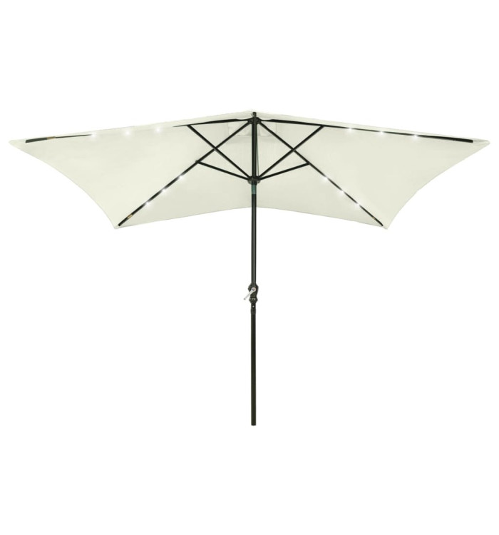 Parasol de jardin avec LED et mât en acier sable 2x3 m | Mobilier & Déco