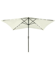 Parasol de jardin avec LED et mât en acier sable 2x3 m | Mobilier & Déco
