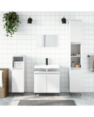 Ensemble d'armoires salle de bain 3 pcs blanc bois d'ingénierie | Mobilier & Déco