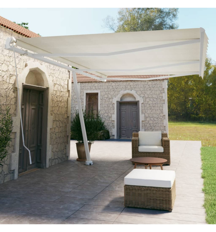 Auvent manuel rétractable sur pied 600x350 cm Crème | Mobilier & Déco