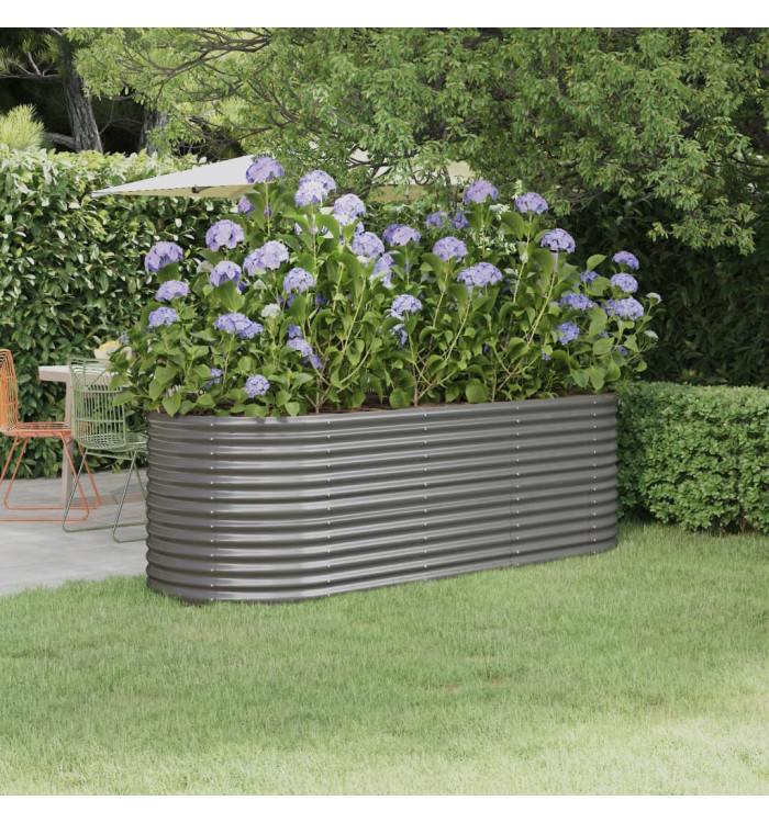 Lit surélevé de jardin Acier enduit de poudre 224x80x68 cm gris | Mobilier & Déco