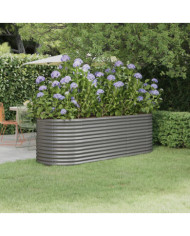 Lit surélevé de jardin Acier enduit de poudre 224x80x68 cm gris | Mobilier & Déco