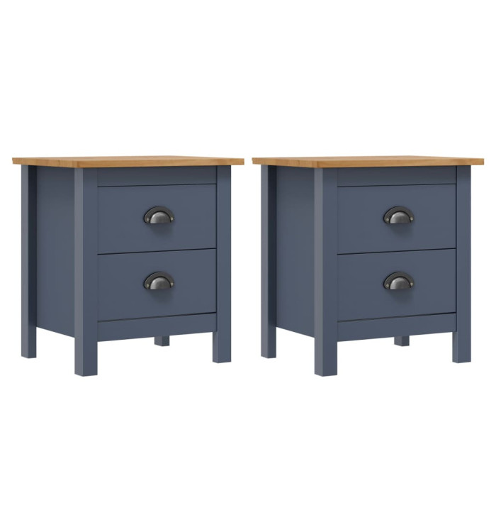 Tables de chevet Hill 2 pcs Gris 46x35x49,5 cm Bois de pin | Mobilier & Déco