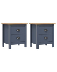 Tables de chevet Hill 2 pcs Gris 46x35x49,5 cm Bois de pin | Mobilier & Déco