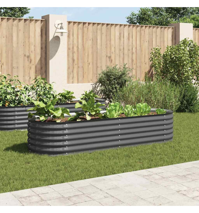 Lit surélevé de jardin 240x80x44 cm Acier galvanisé Gris | Mobilier & Déco