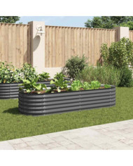 Lit surélevé de jardin 240x80x44 cm Acier galvanisé Gris | Mobilier & Déco